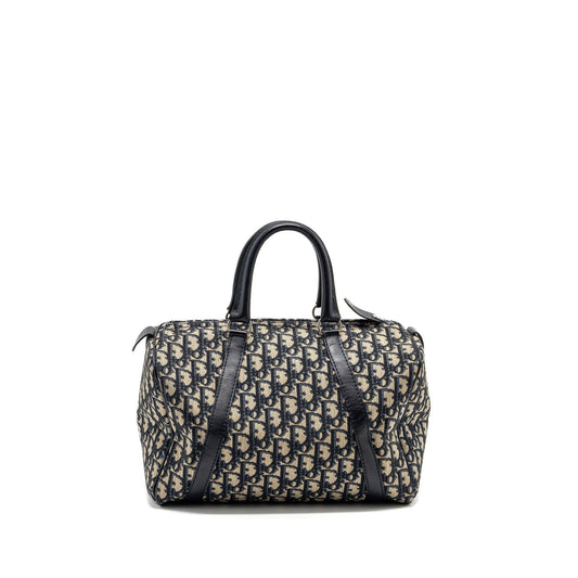 Dior Bowling Purse Oblique Handbag Canvas Blue Travel Bag Canvas Handbag