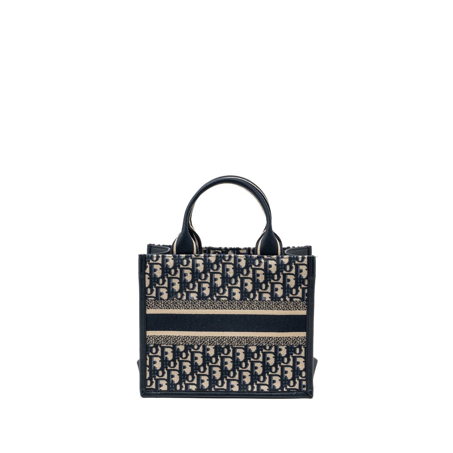 Dior Book Tote Oblique Embroidery Calfskin Handbag Blue Small Tote Bag