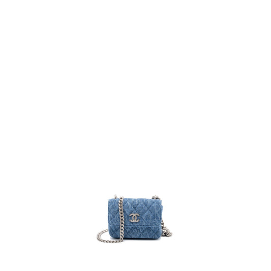 Chanel Coco Love Denim SHW Microchip Blue Clutch Bag