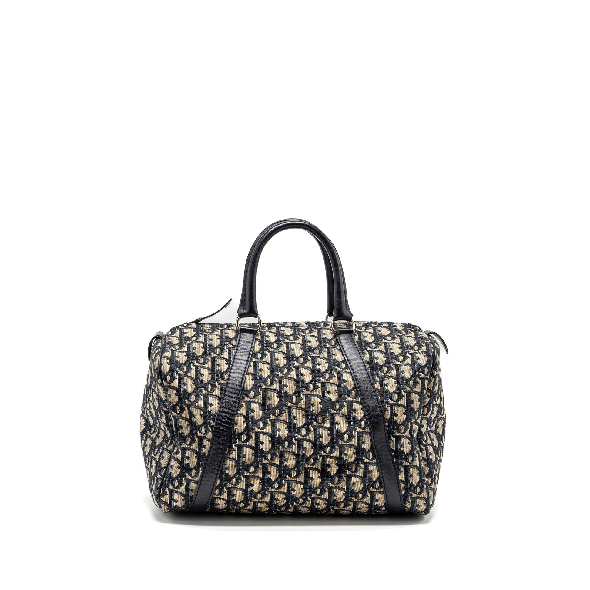 Dior Bowling Purse Oblique Handbag Canvas Blue Travel Bag Canvas Handbag