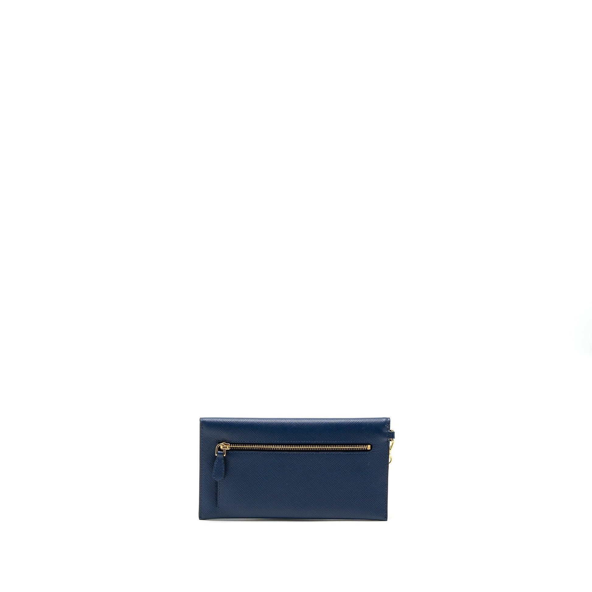Prada Saffiano Clutch Calfskin Handbag Blue Clutch Bag