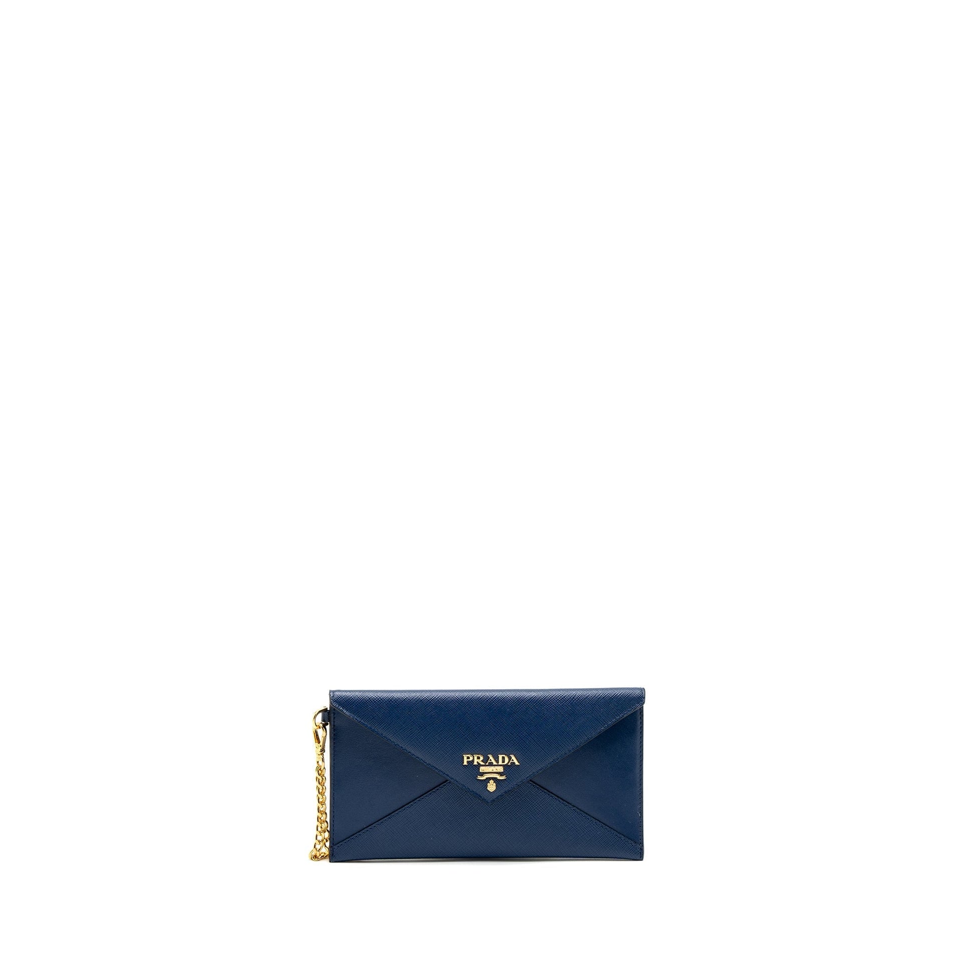 Prada Saffiano Clutch Calfskin Handbag Blue Clutch Bag