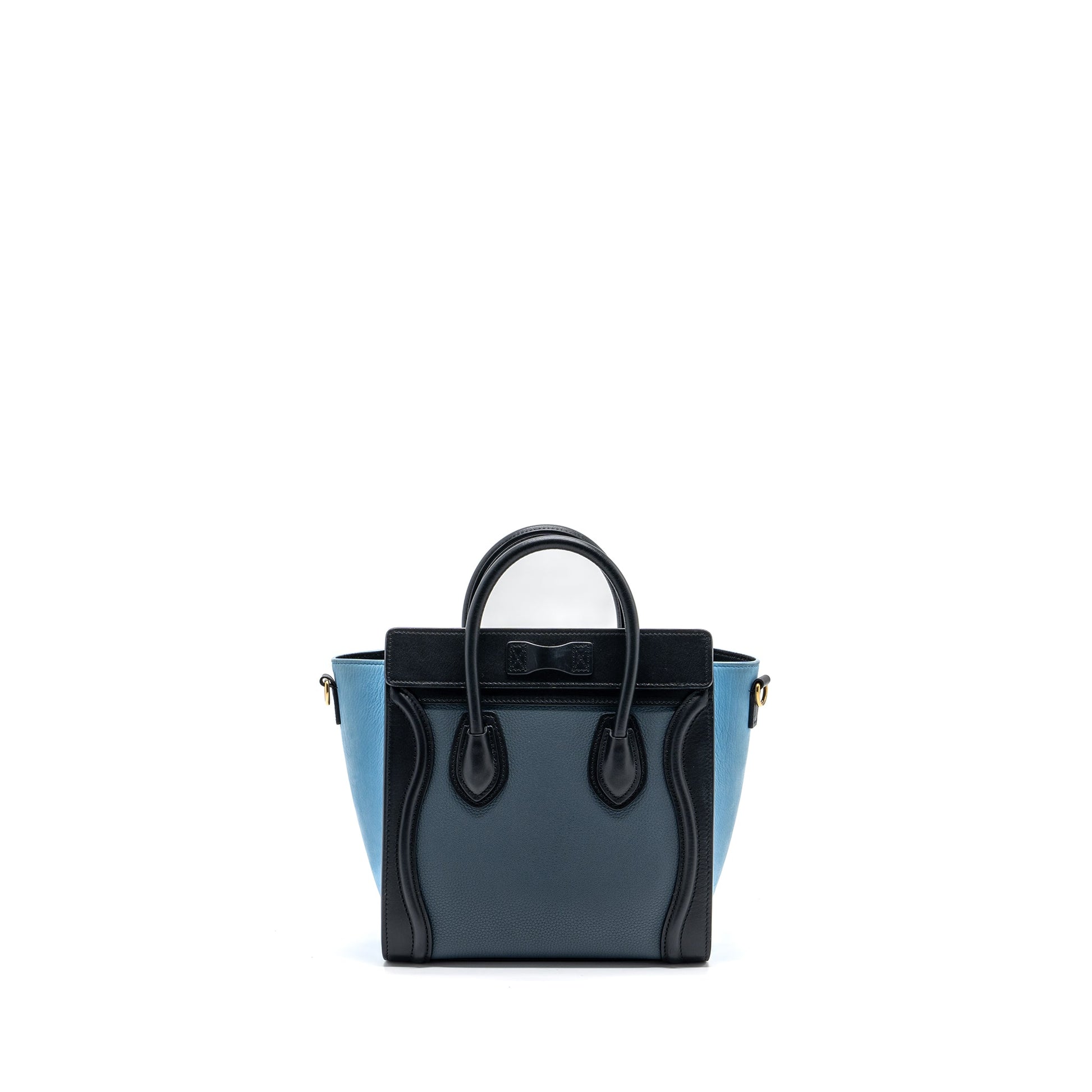 Celine Nano Luggage Purse Multi Colour Dark Handbag Black Blue Travel Bag