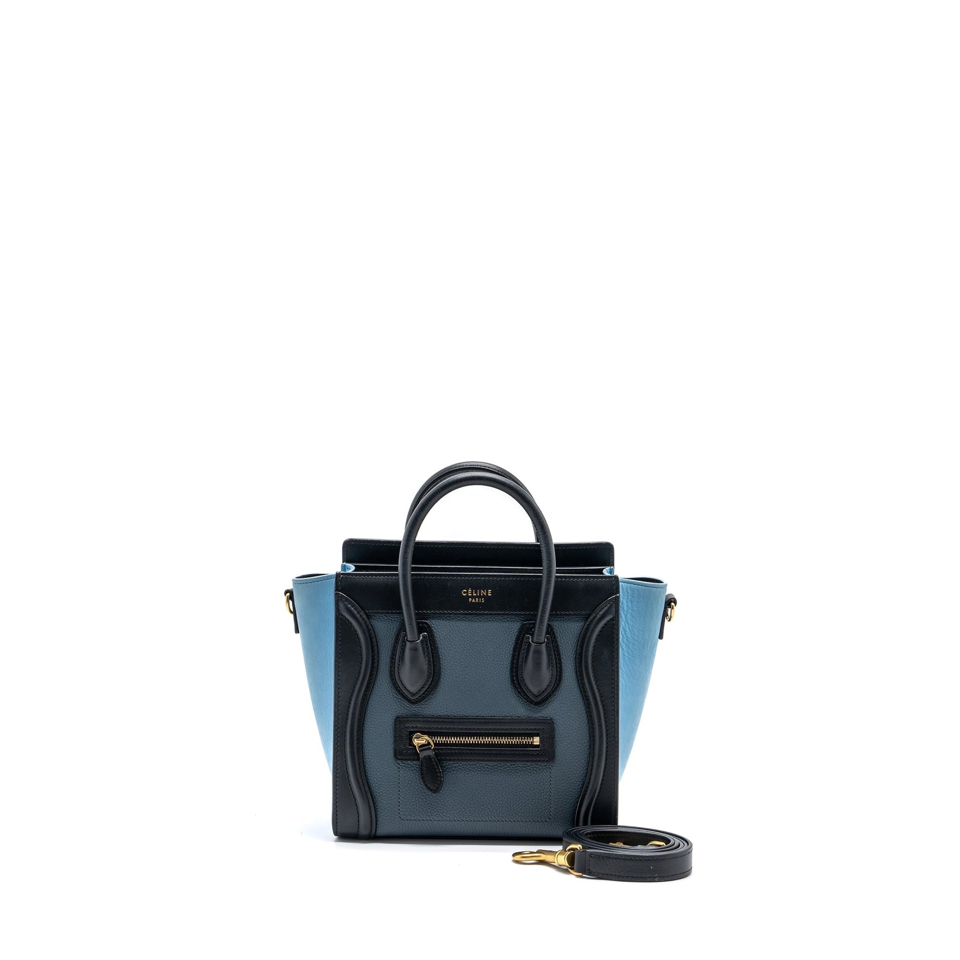 Celine Nano Luggage Purse Multi Colour Dark Handbag Black Blue Travel Bag