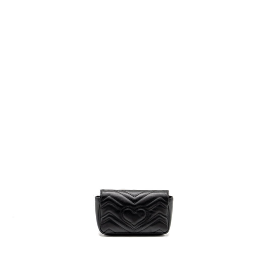 Gucci Super Marmont Calfskin Handbag Black Mini Travel Bag