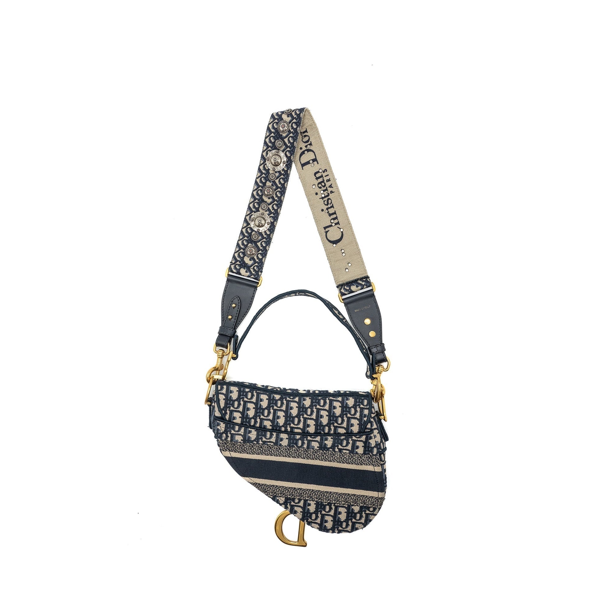 Dior Saddle Purse Oblique Embroidery Handbag Blue Travel Bag