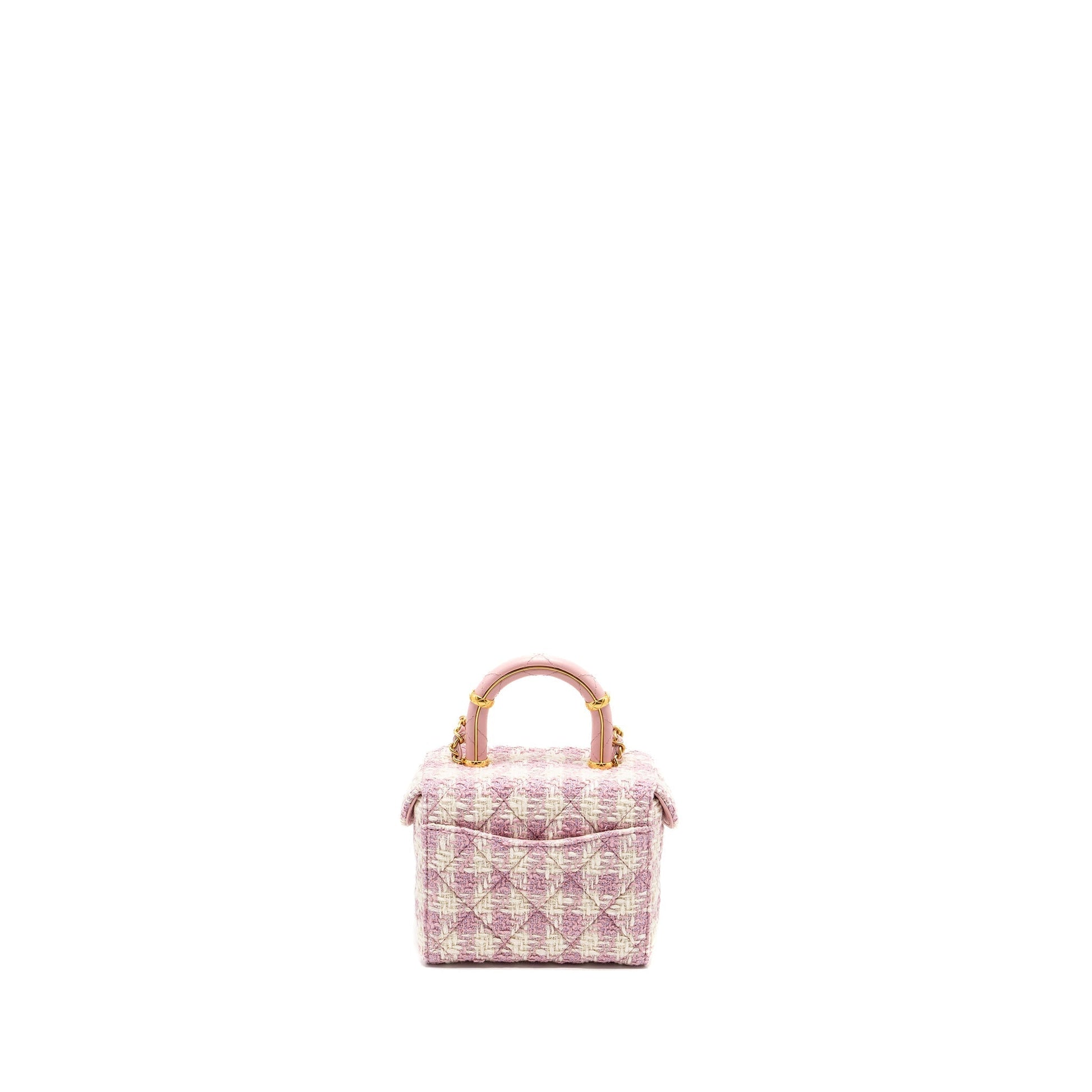 Chanel top handle vanity tweed GHW Microchip Pink Handbag