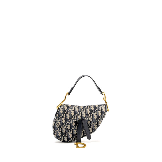 Dior Saddle Purse Oblique Jacquard Handbag Blue Mini Travel Bag Blue Handbag