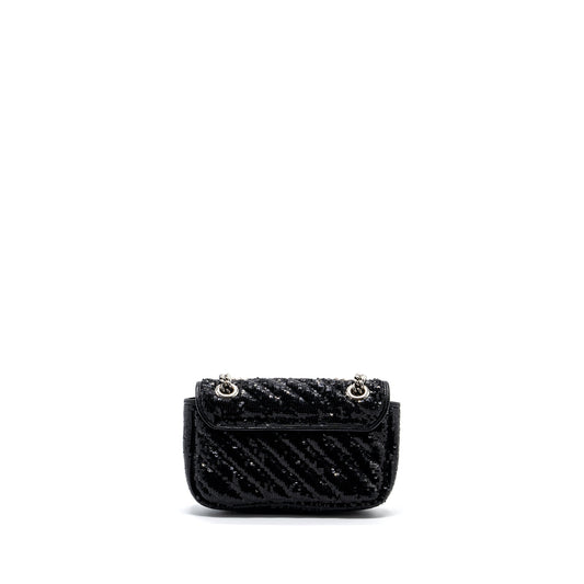 Gucci Marmont Bag Sequin Shw Matelasse Black Travel Bag