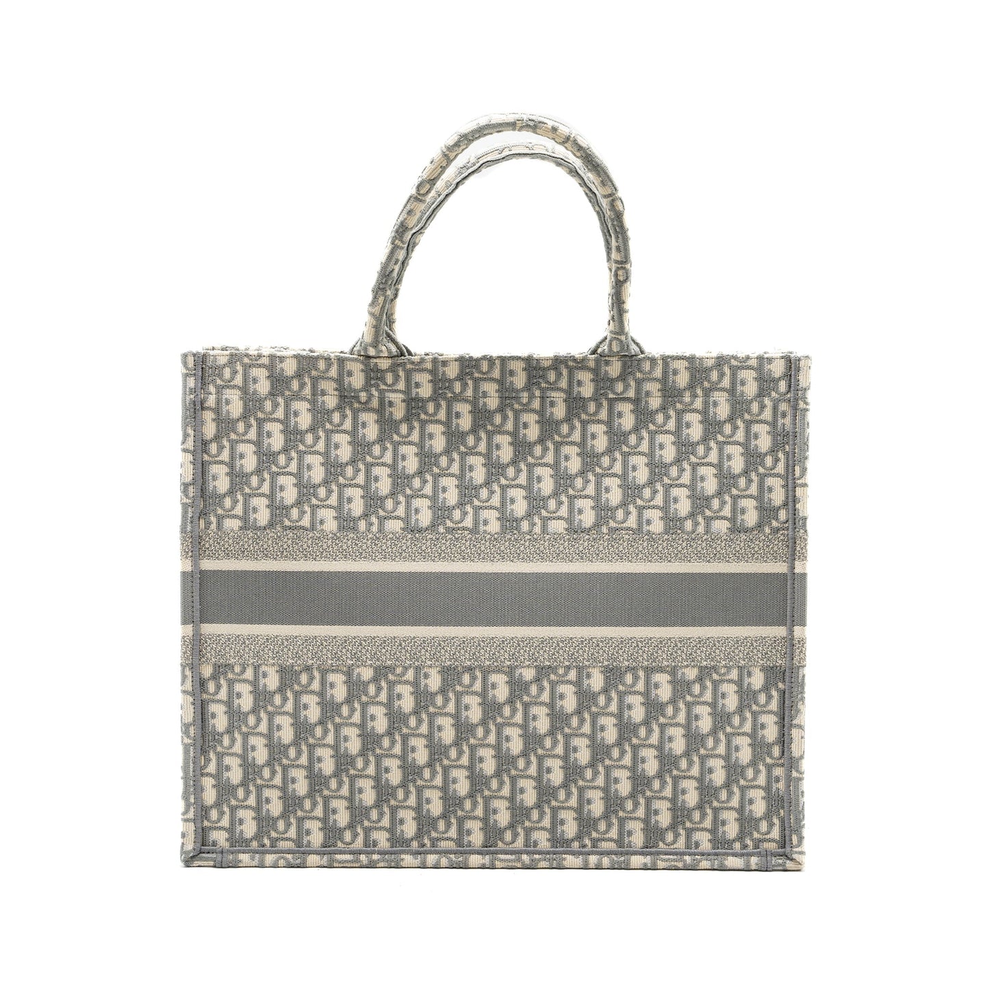Dior Book Tote Oblique Embroidery Ecru Grey Handbag Large Tote Bag