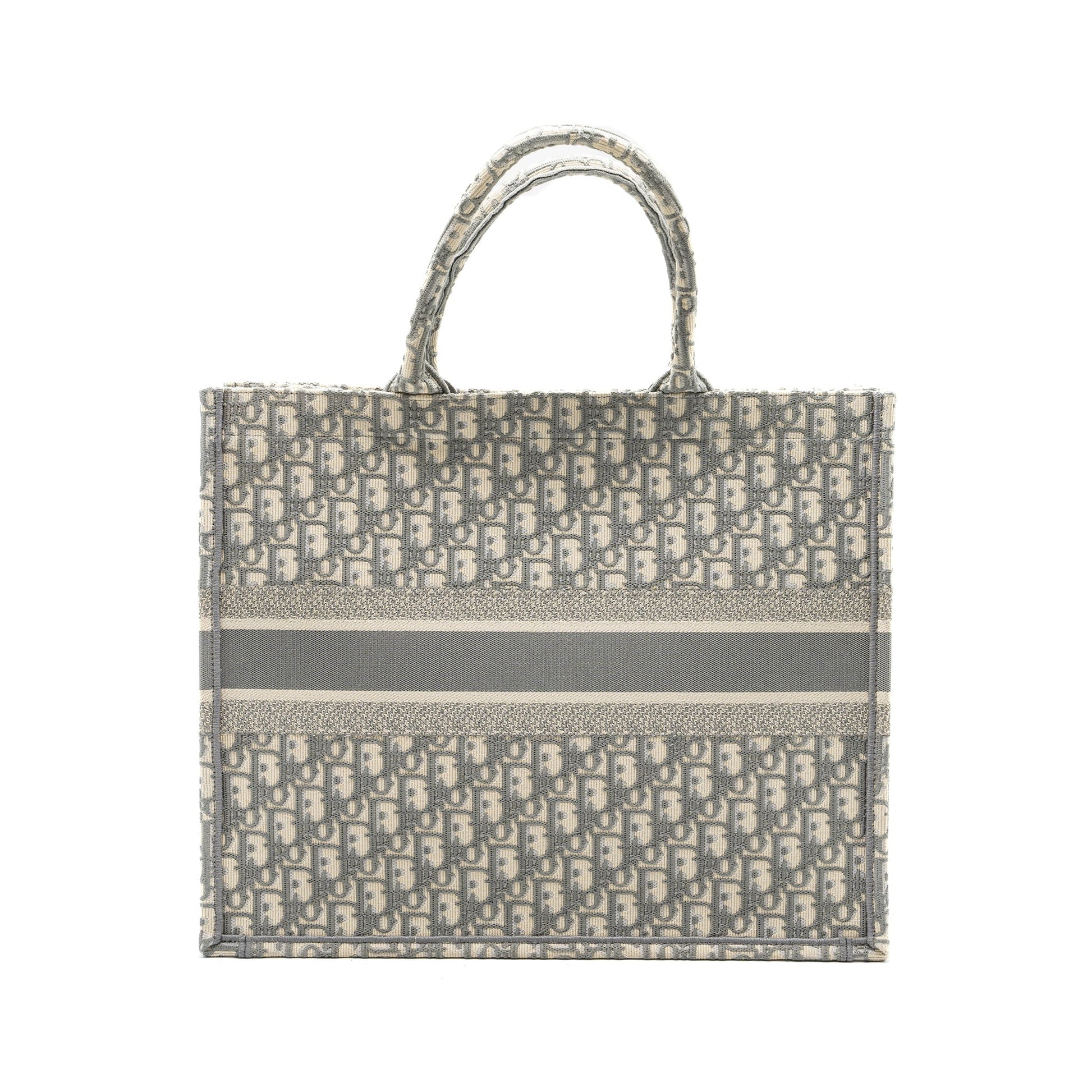 Dior Book Tote Oblique Embroidery Ecru Grey Handbag Large Tote Bag