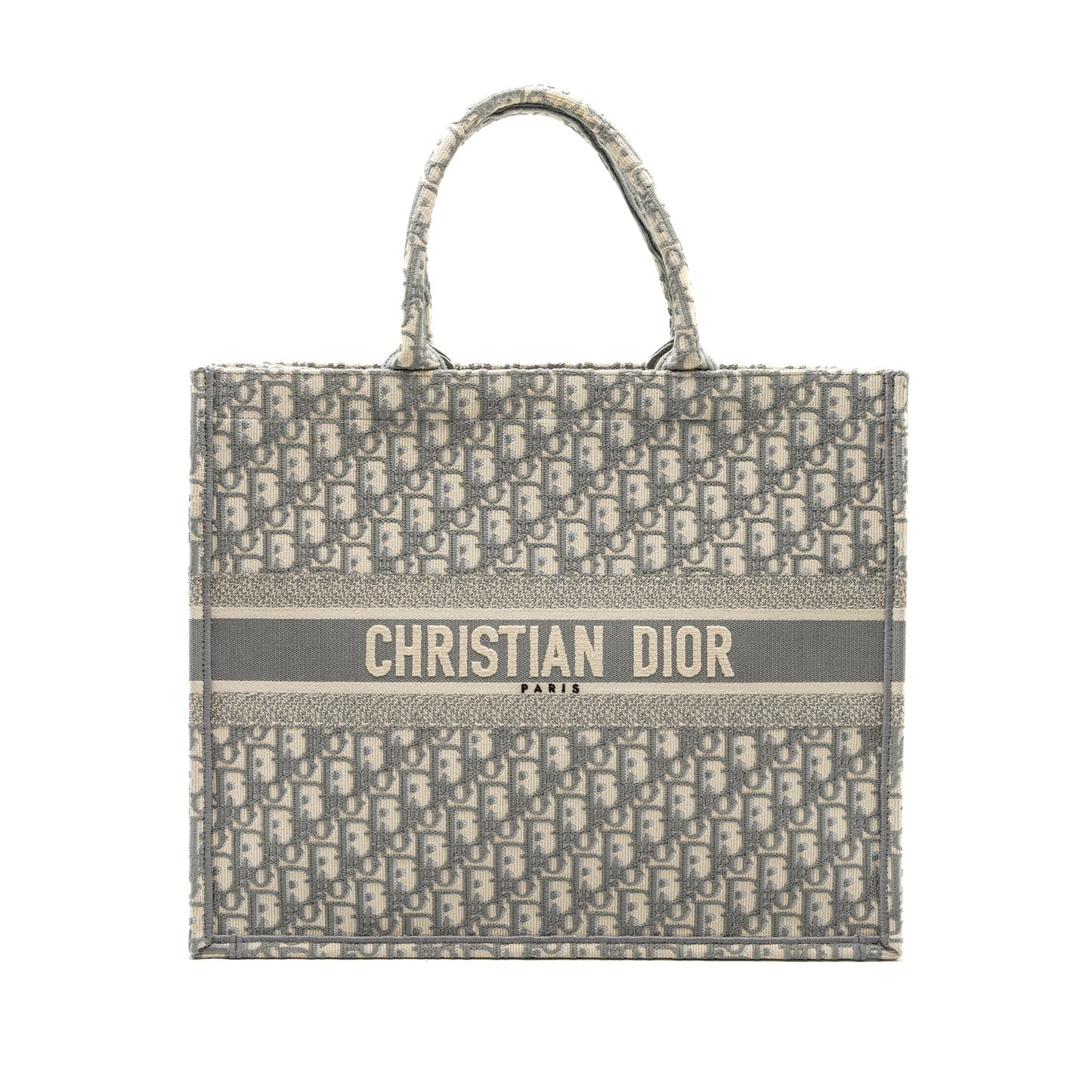 Dior Book Tote Oblique Embroidery Ecru Grey Handbag Large Tote Bag