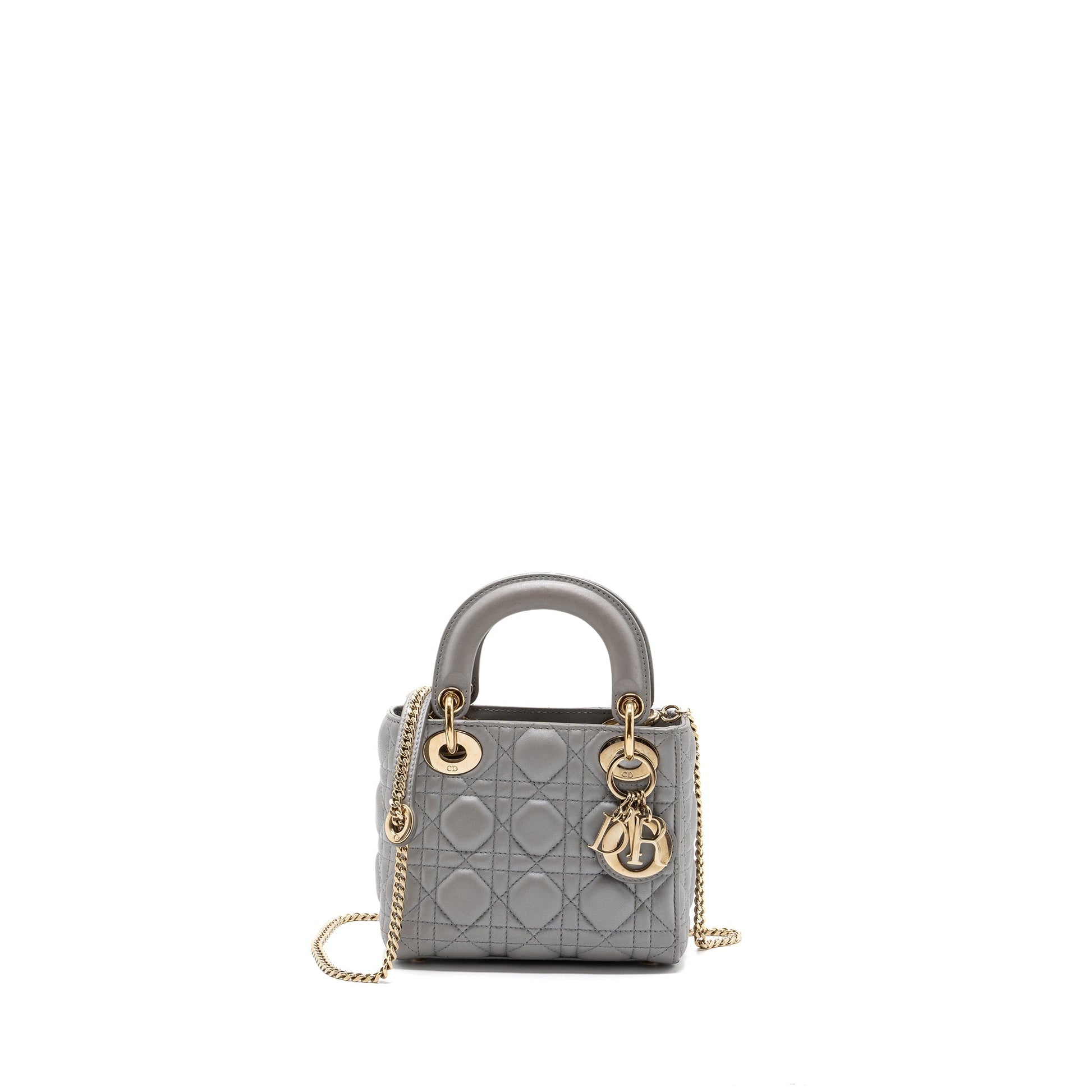 Dior Lady Lambskin Light Grey Handbag Mini Travel Bag