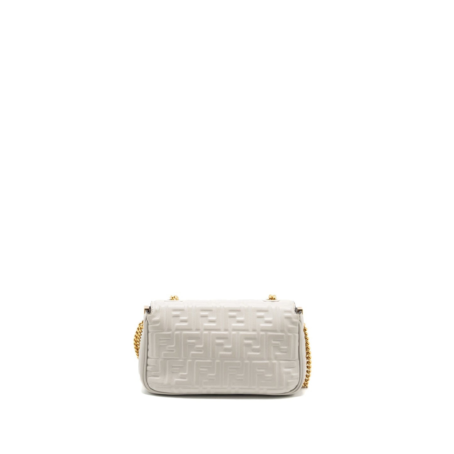 Fendi Baguette Purse Nappa Grey Gray Medium Embossed Shoulder Bag