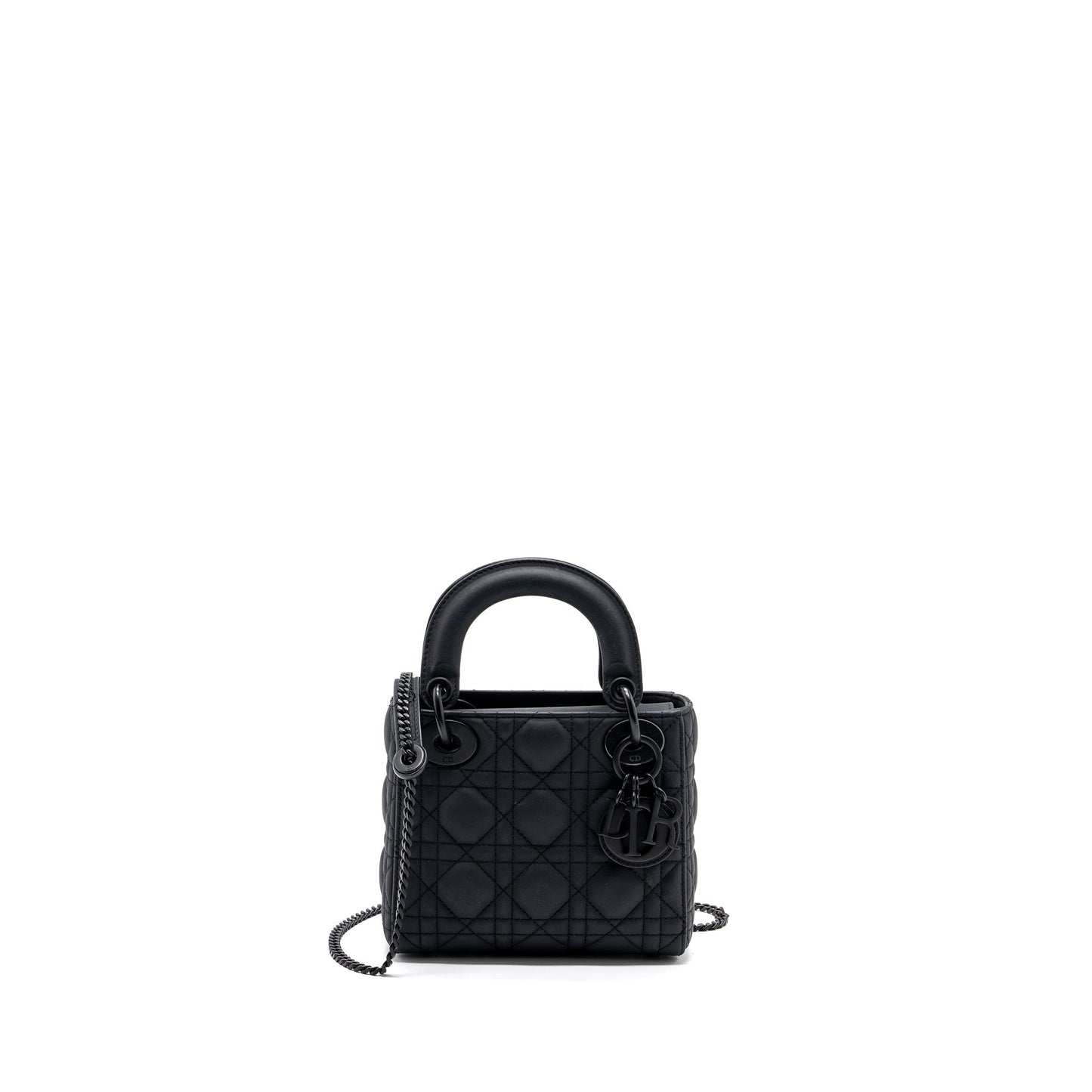 Dior Lady Cannage Calfskin With Hardware Handbag Black Mini Travel Bag