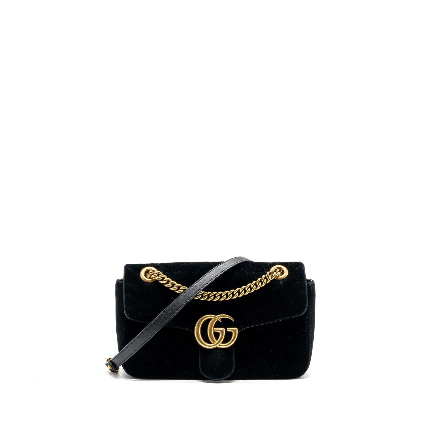 Gucci Marmont Bag Velvet Black Small Travel Bag