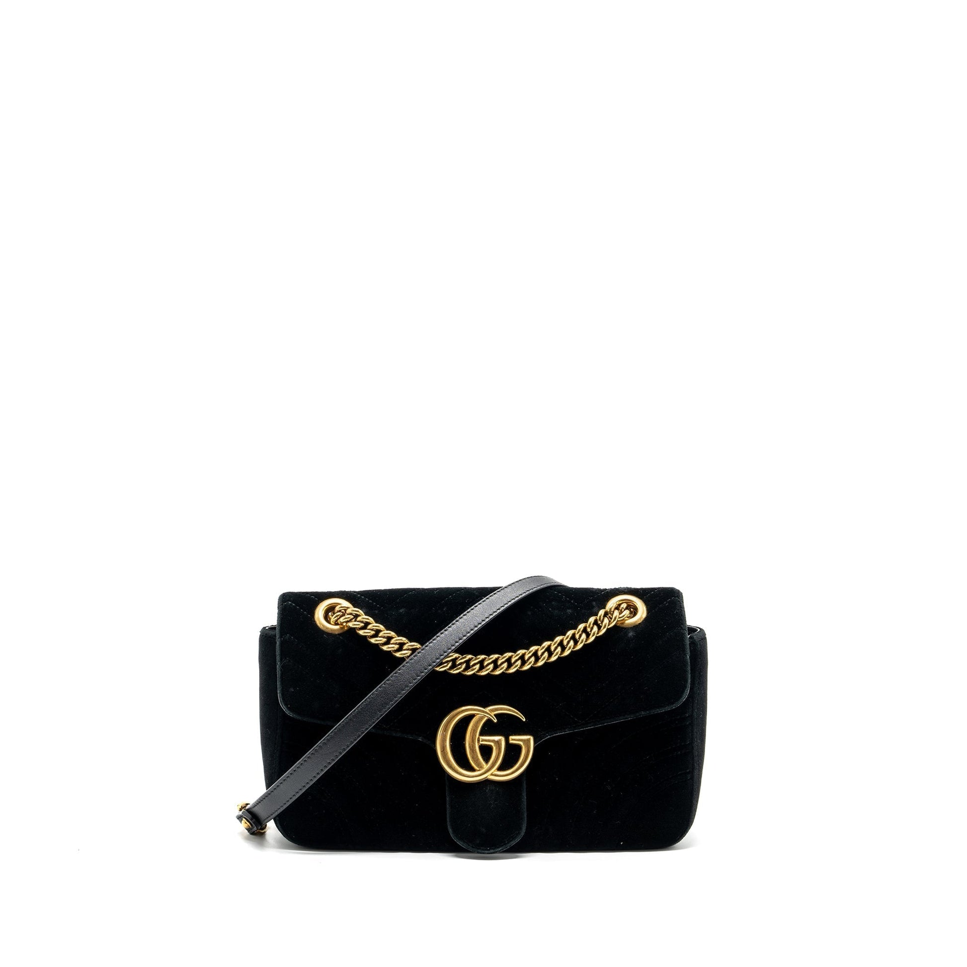 Gucci Marmont Bag Velvet Black Small Travel Bag