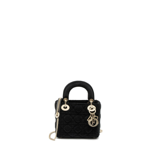 Dior Lady Velvet Handbag Black Mini Travel Bag