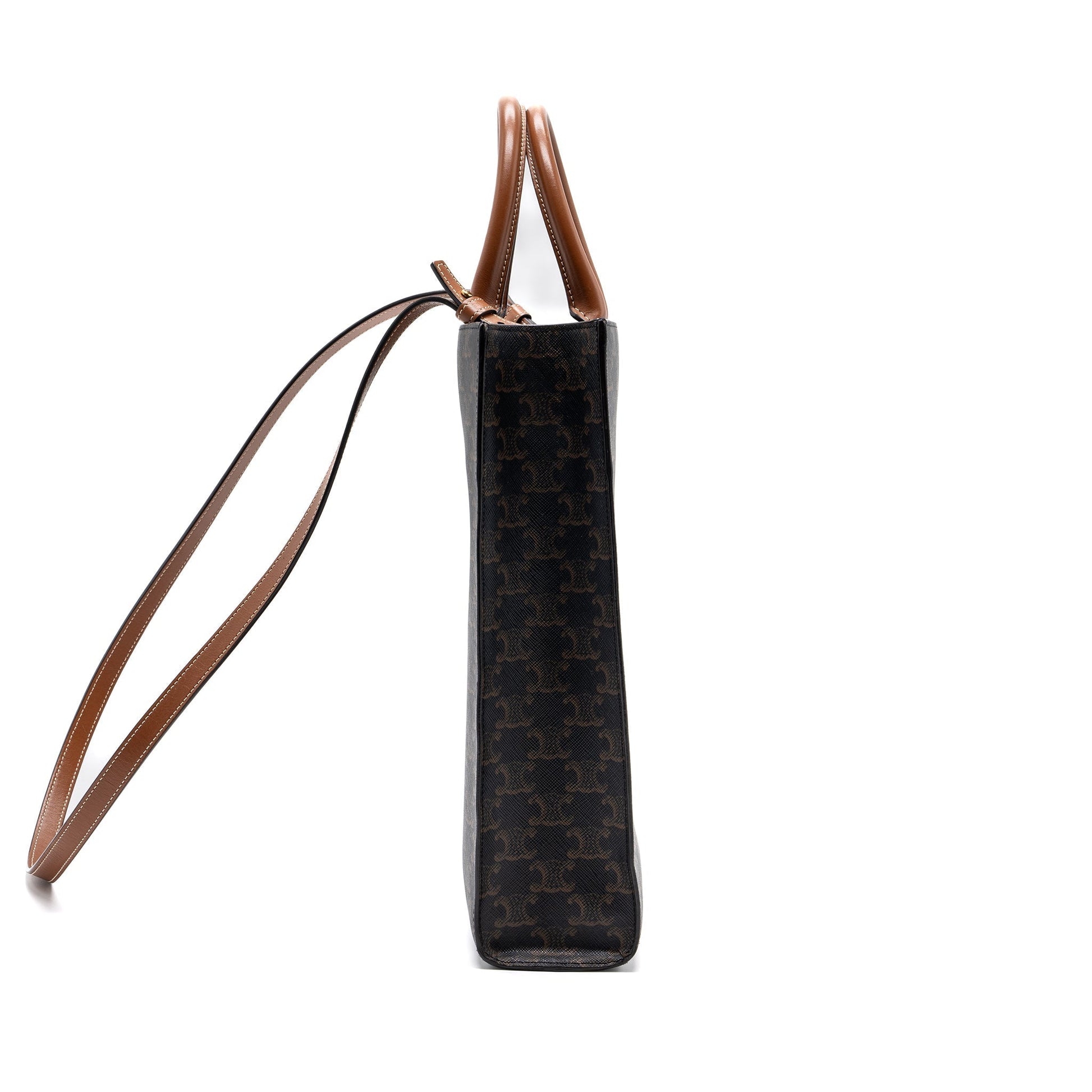 Luxury Vertical Cabas Triomphe Handbag Leather Canvas Travel Bag