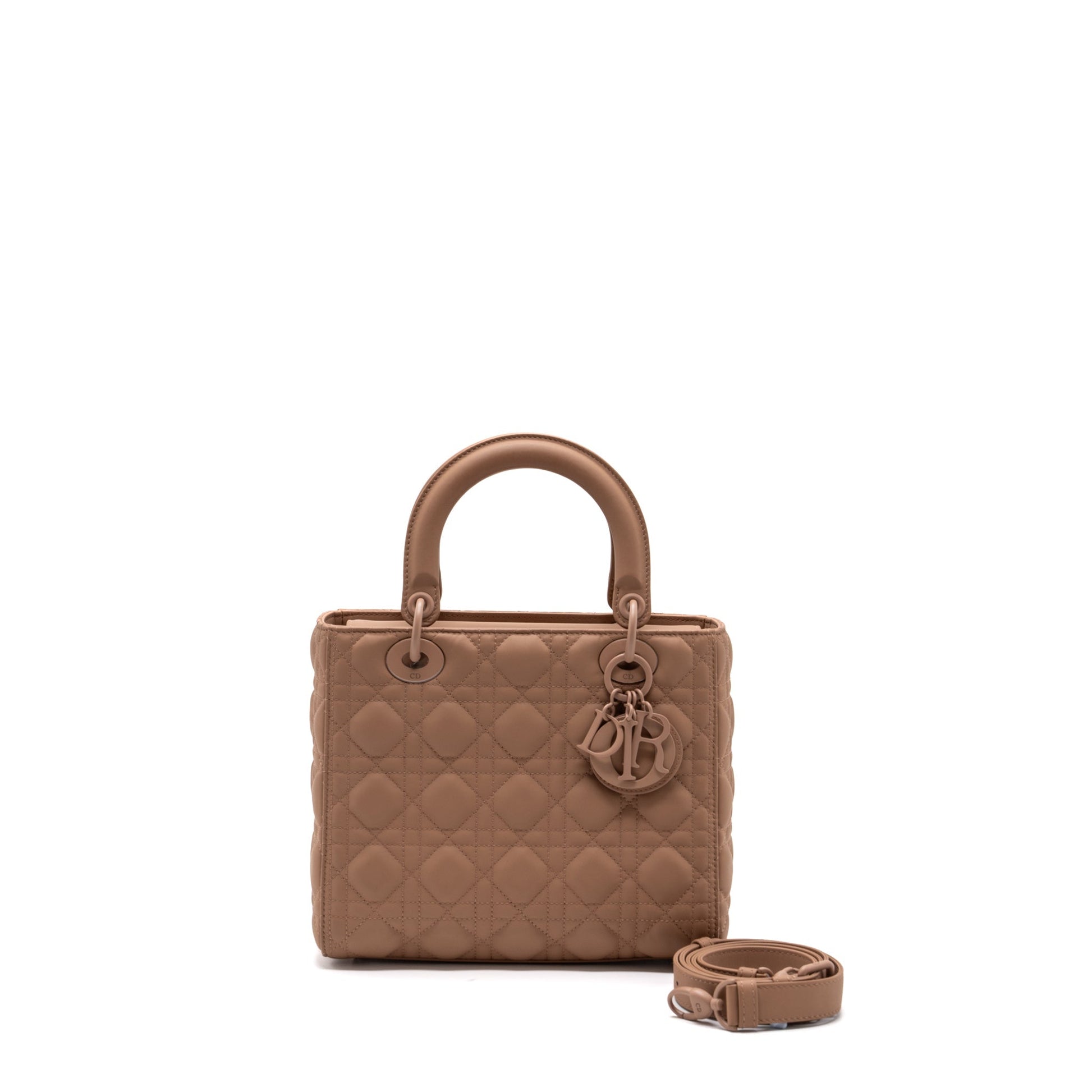 Dior Lady Cannage Calfskin Blush Ultramatte Handbag Medium Travel Bag