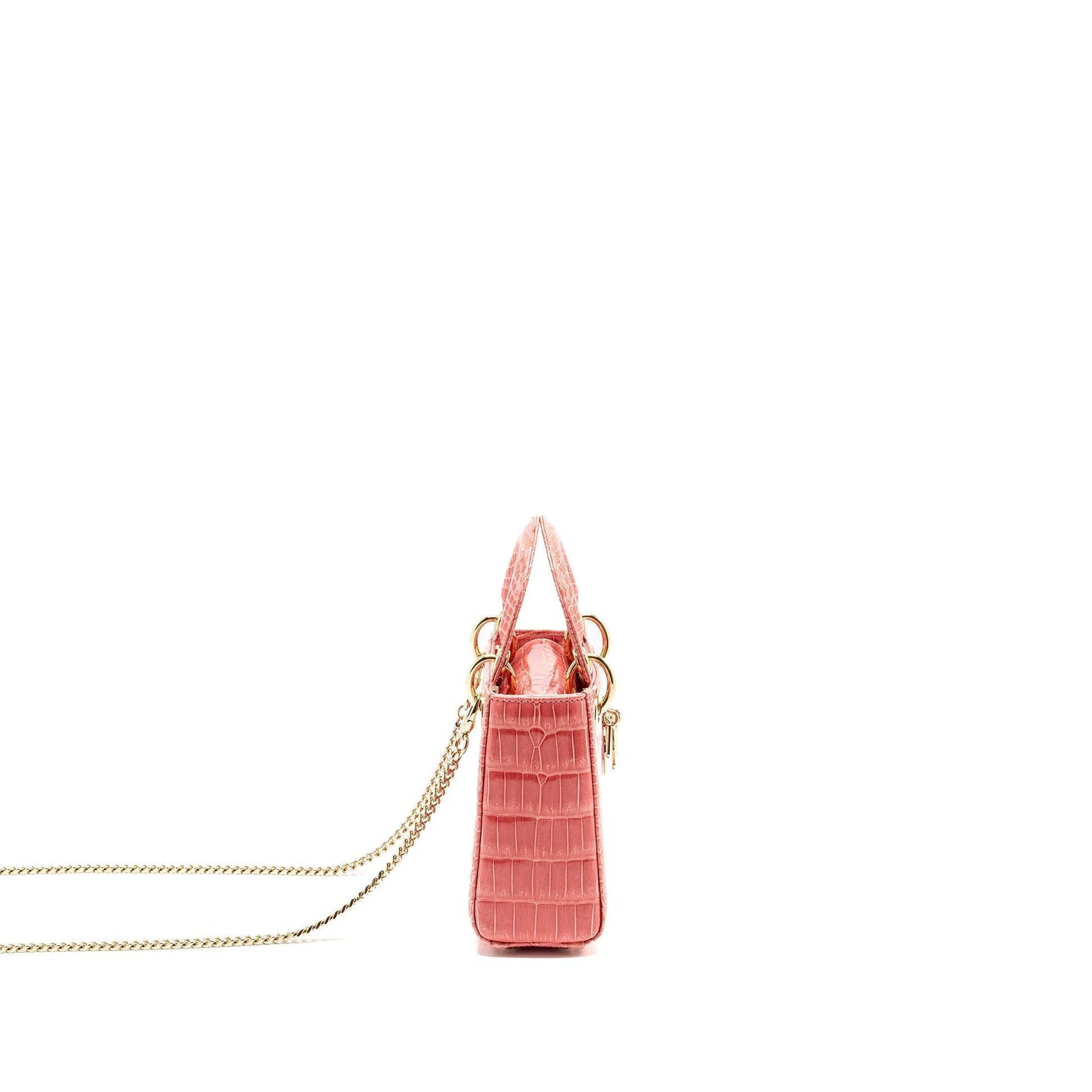 Dior Lady Crocodile Handbag Pink Mini Travel Bag
