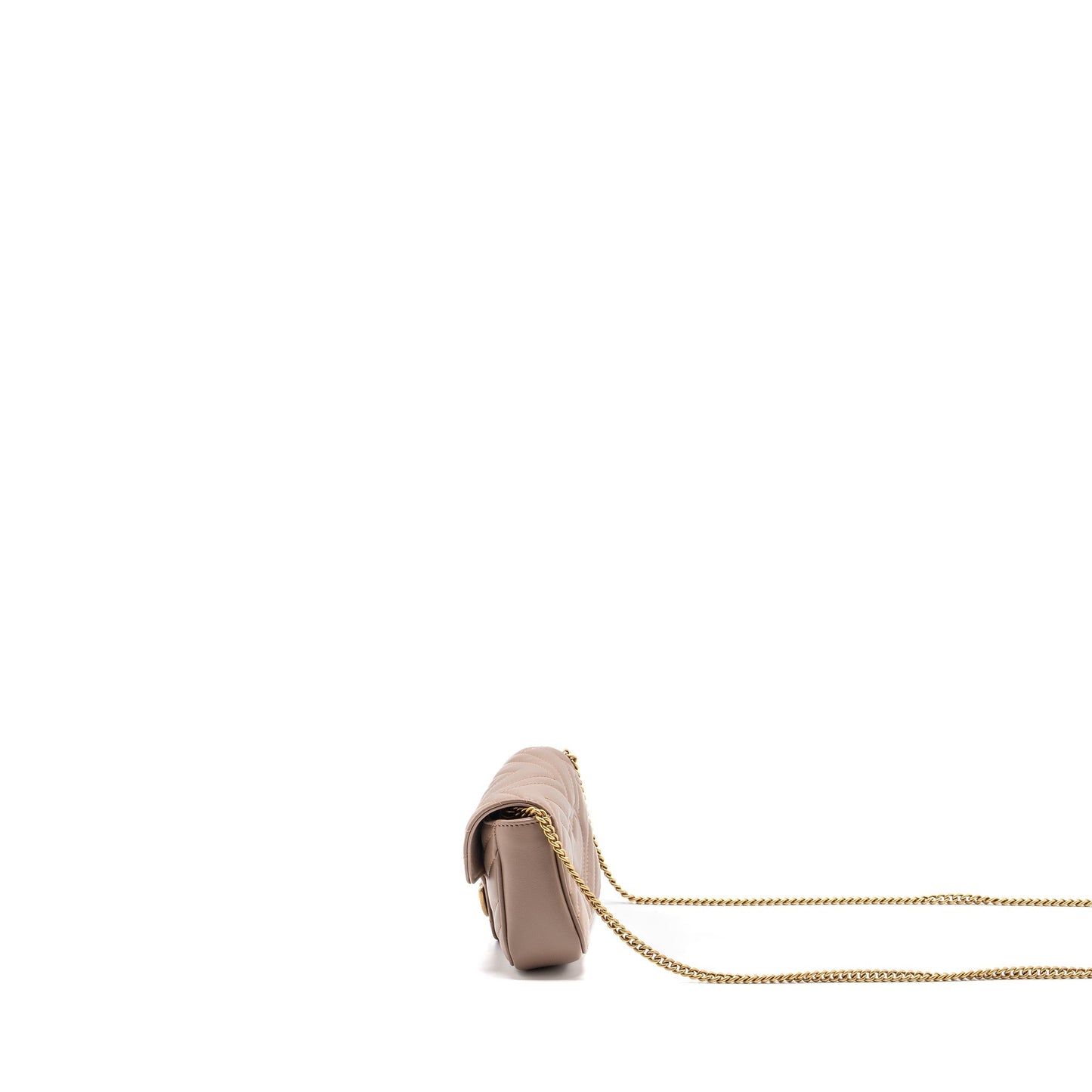 Gucci Super Marmont Bag Calfskin Beige Mini Travel Bag Beige Ghw