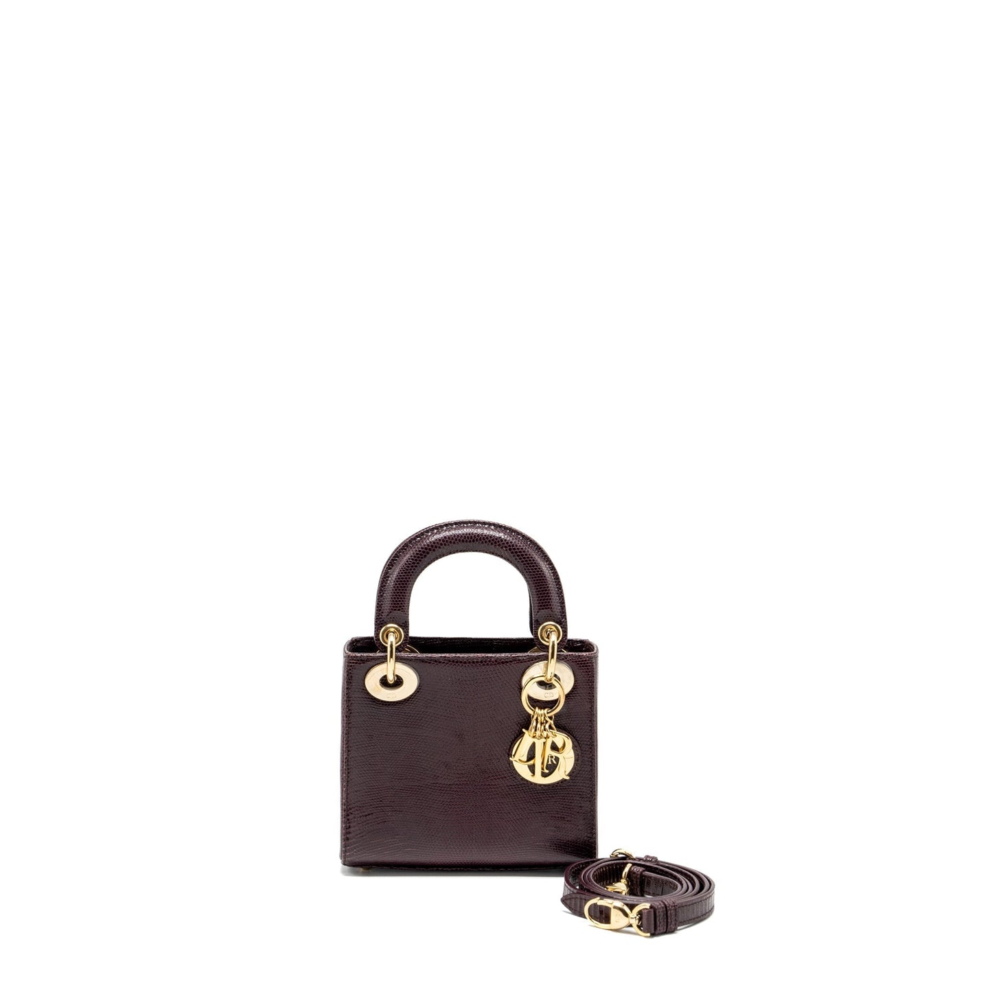 Dior Lady Lizard Burgundy Handbag Mini Travel Bag