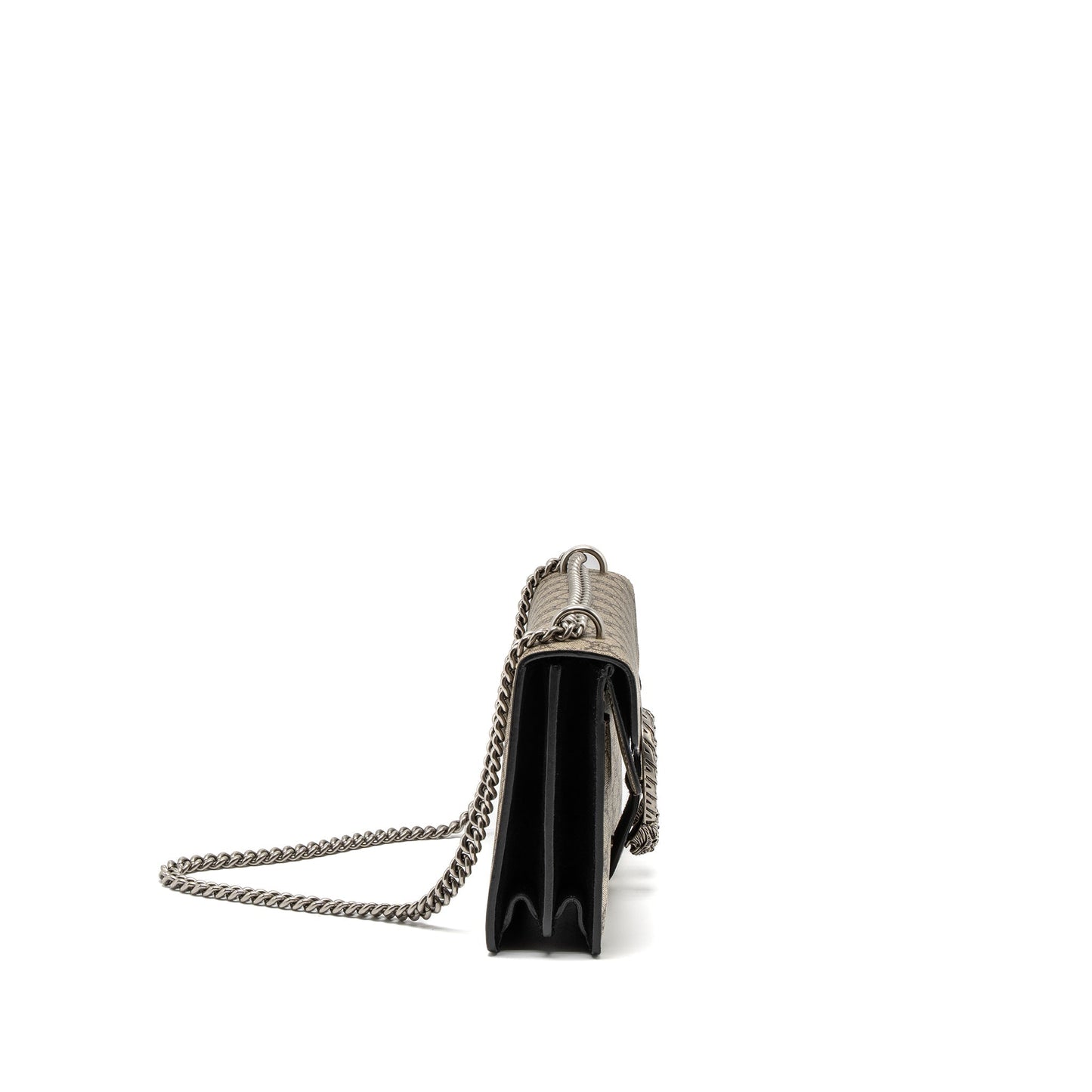 Gucci Dionysus Shoulder Bag Supreme Ruthenium Silver Hardware Canvas Black