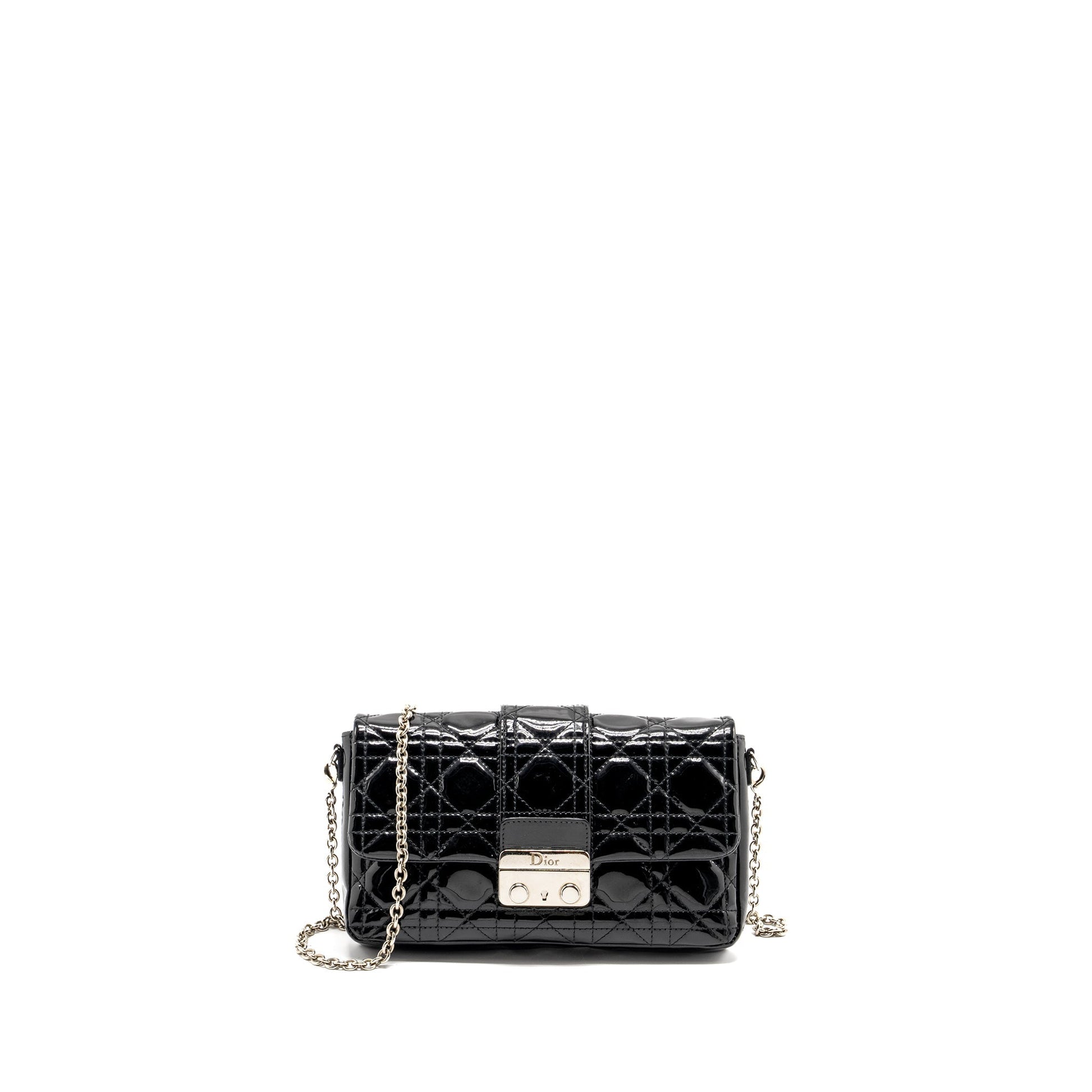 Dior Miss Pochette Patent Handbag Black Travel Bag