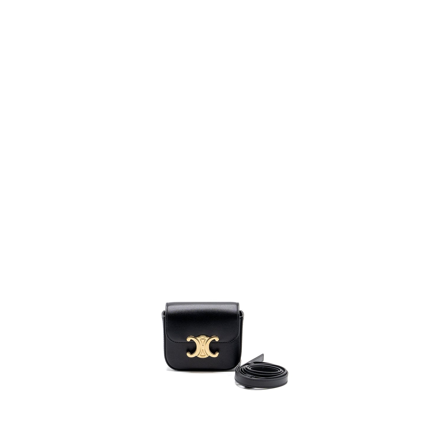 Celine Claude Shiny Calfskin Handbag Black Travel Bag