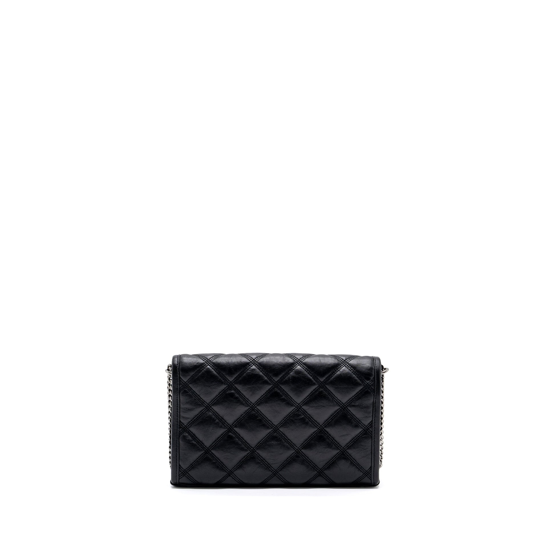 YSL Saint Laurent Becky Purse Lambskin Travel Bag Quilted Black