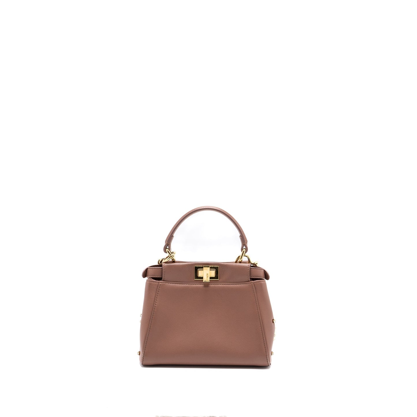 Fendi Peekaboo Star Crystal Dark Handbag Lambskin Pink Mini Travel Bag