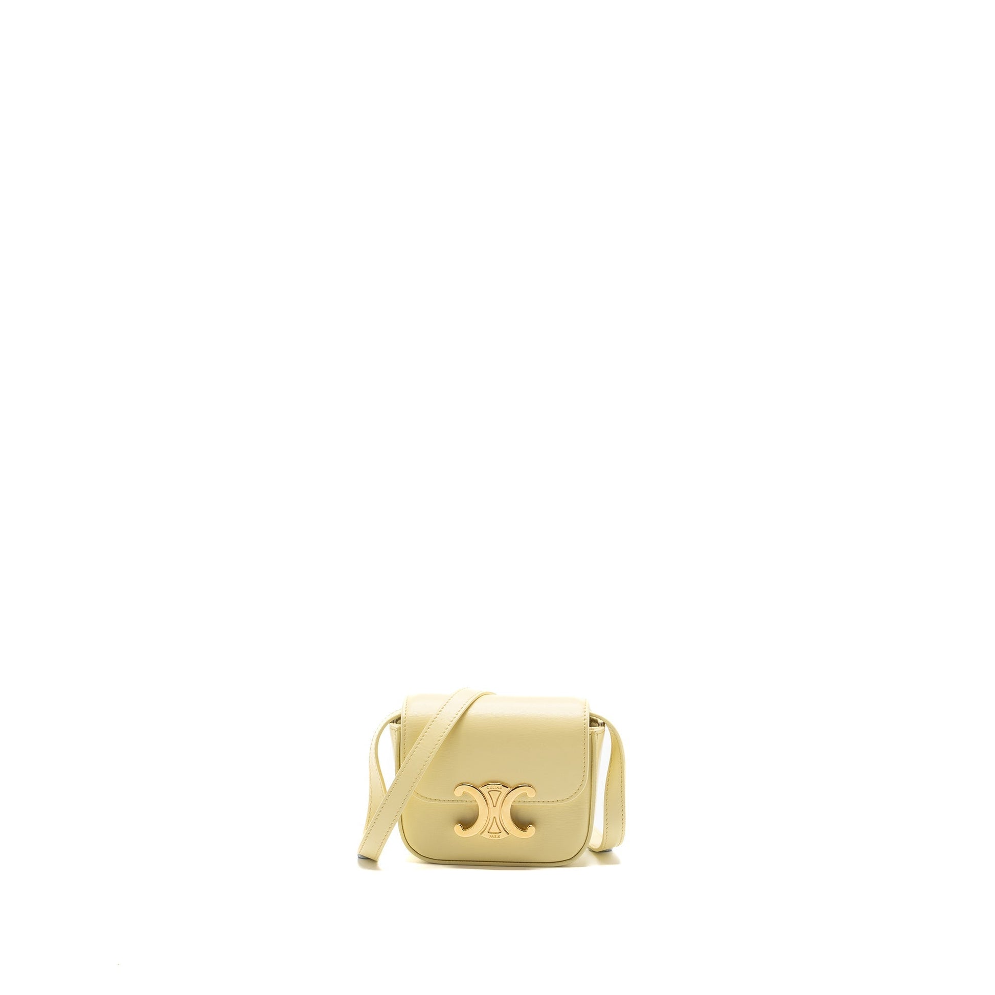 Celine Claude Shiny Calfskin Light Yellow Handbag Mini Travel Bag