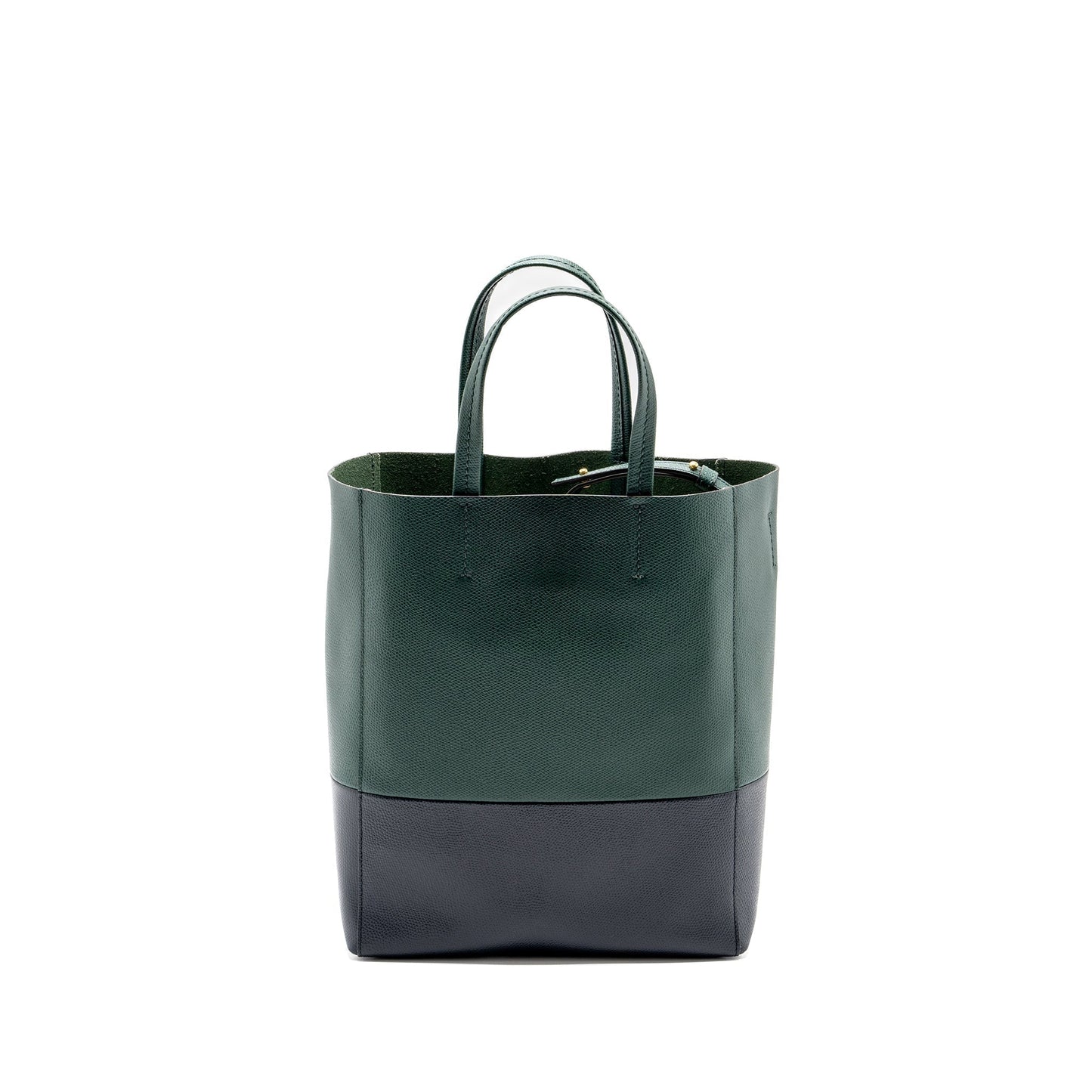 Luxury Vertical Cabas Calfskin Navy Handbag Green Travel Bag