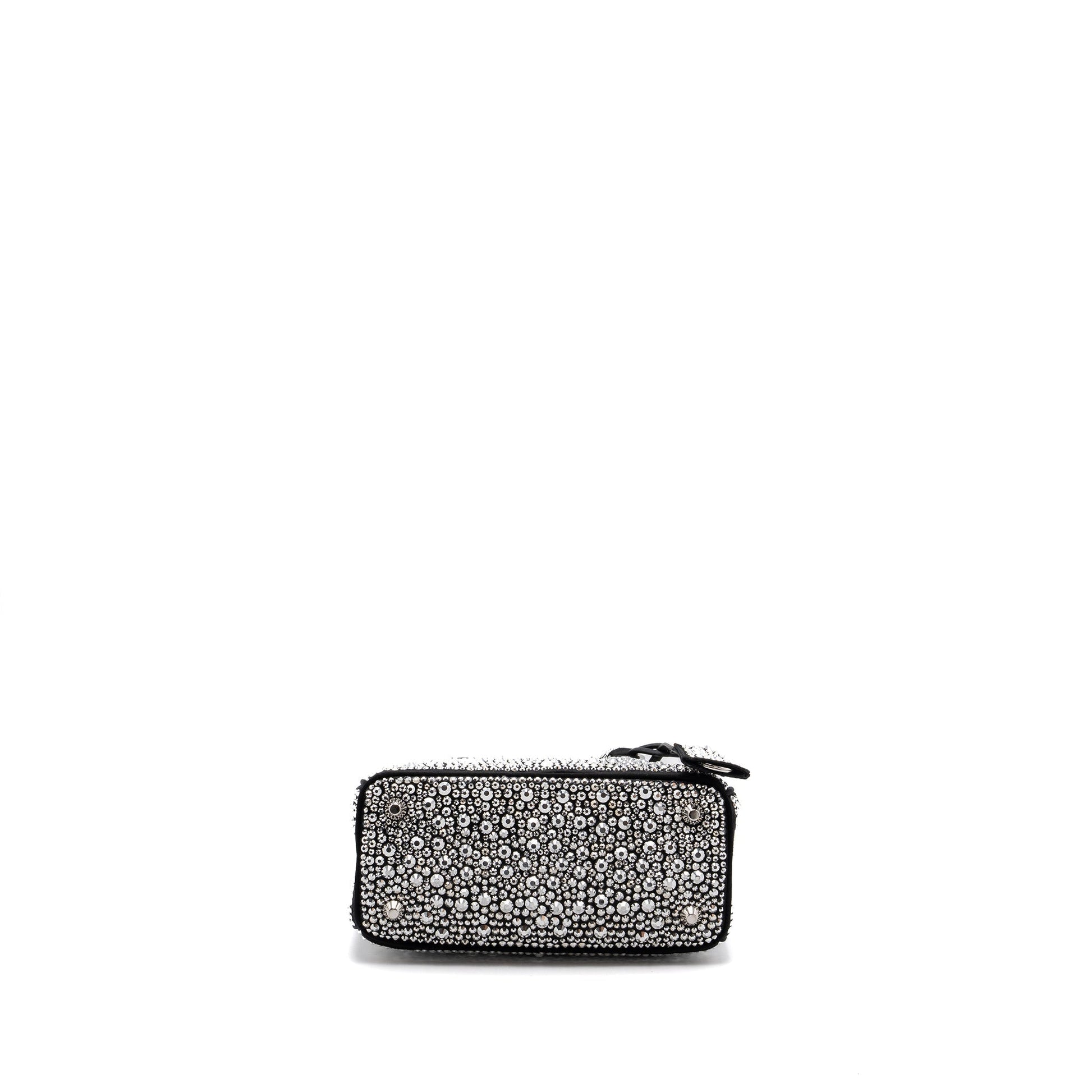 Prada Galleria Purse With Crystal Handbag Satin Black Travel Bag