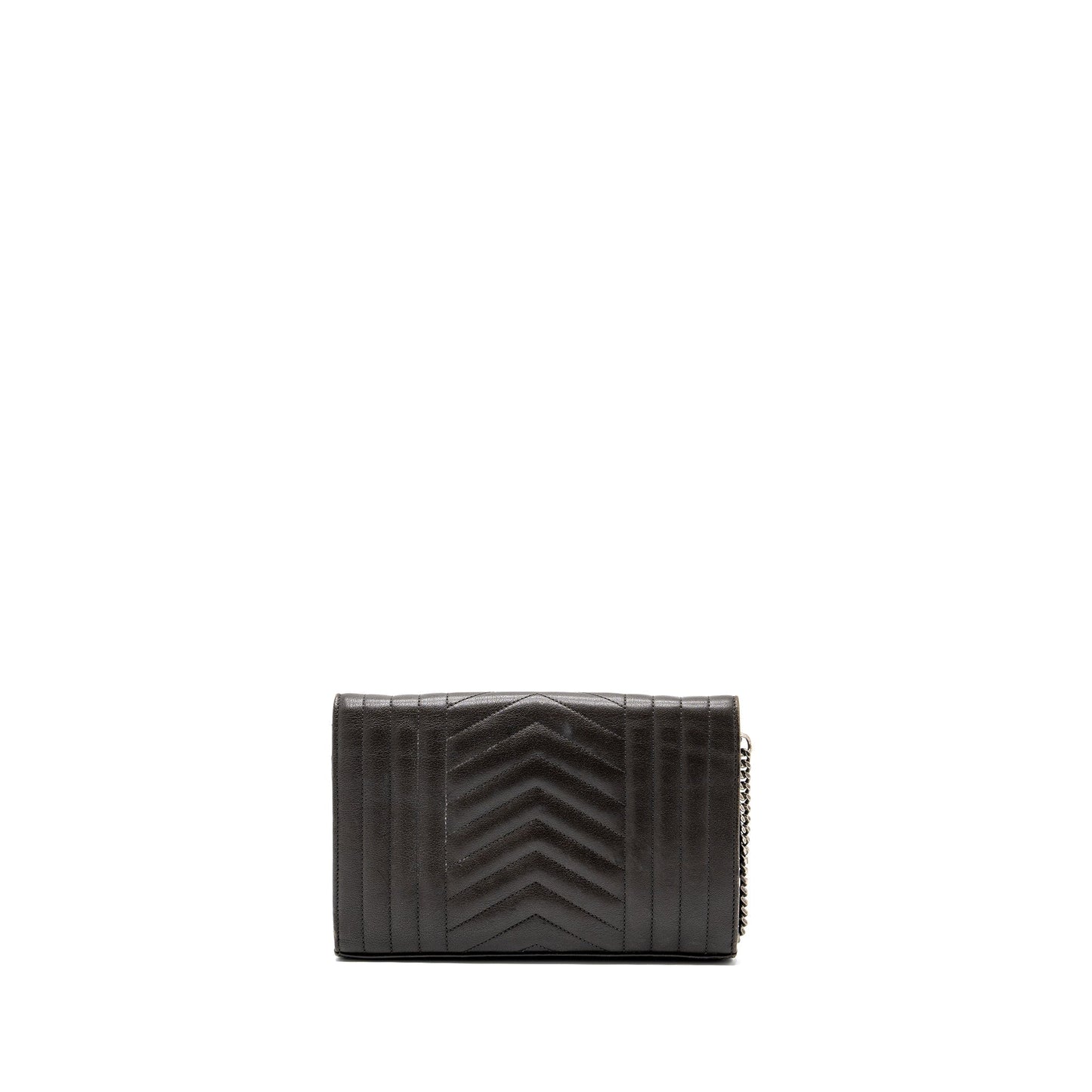 YSL Saint Laurent Envelop Purse Calfskin Dark Grey Travel Bag Chain