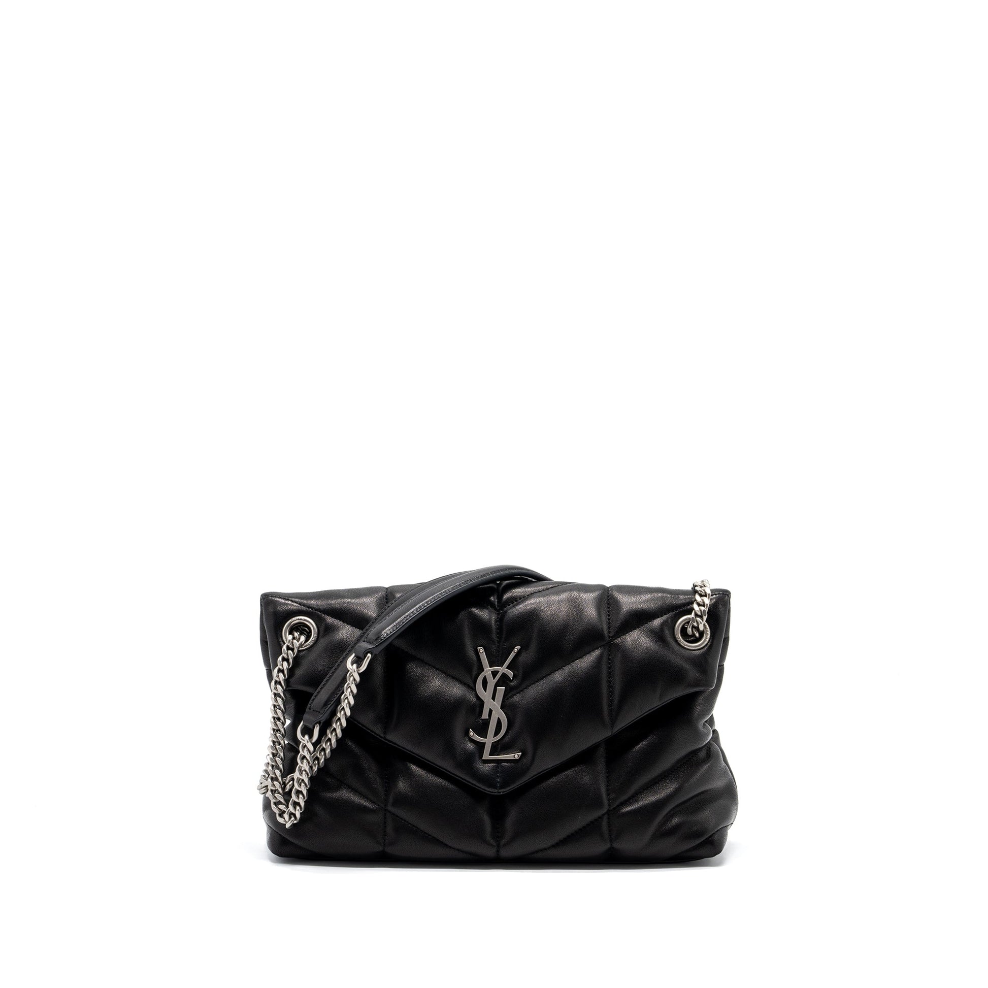 YSL Saint Laurent Saint Laurent Puffer Lambskin Travel Bag Black Small