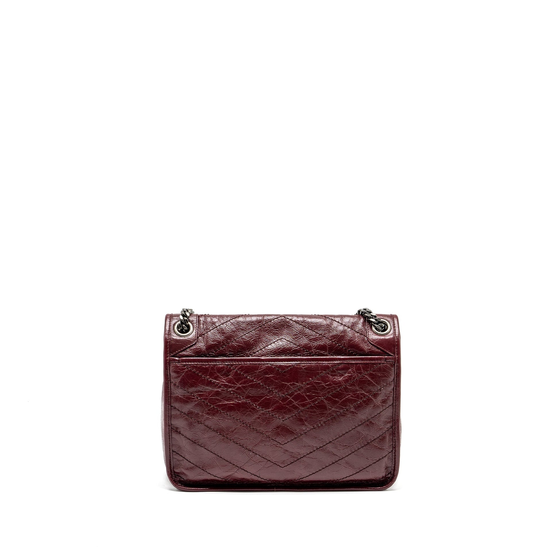 YSL Saint Laurent Saint Laurent Niki Dark Ruthenium Hardware Travel Leather Red Travel Bag