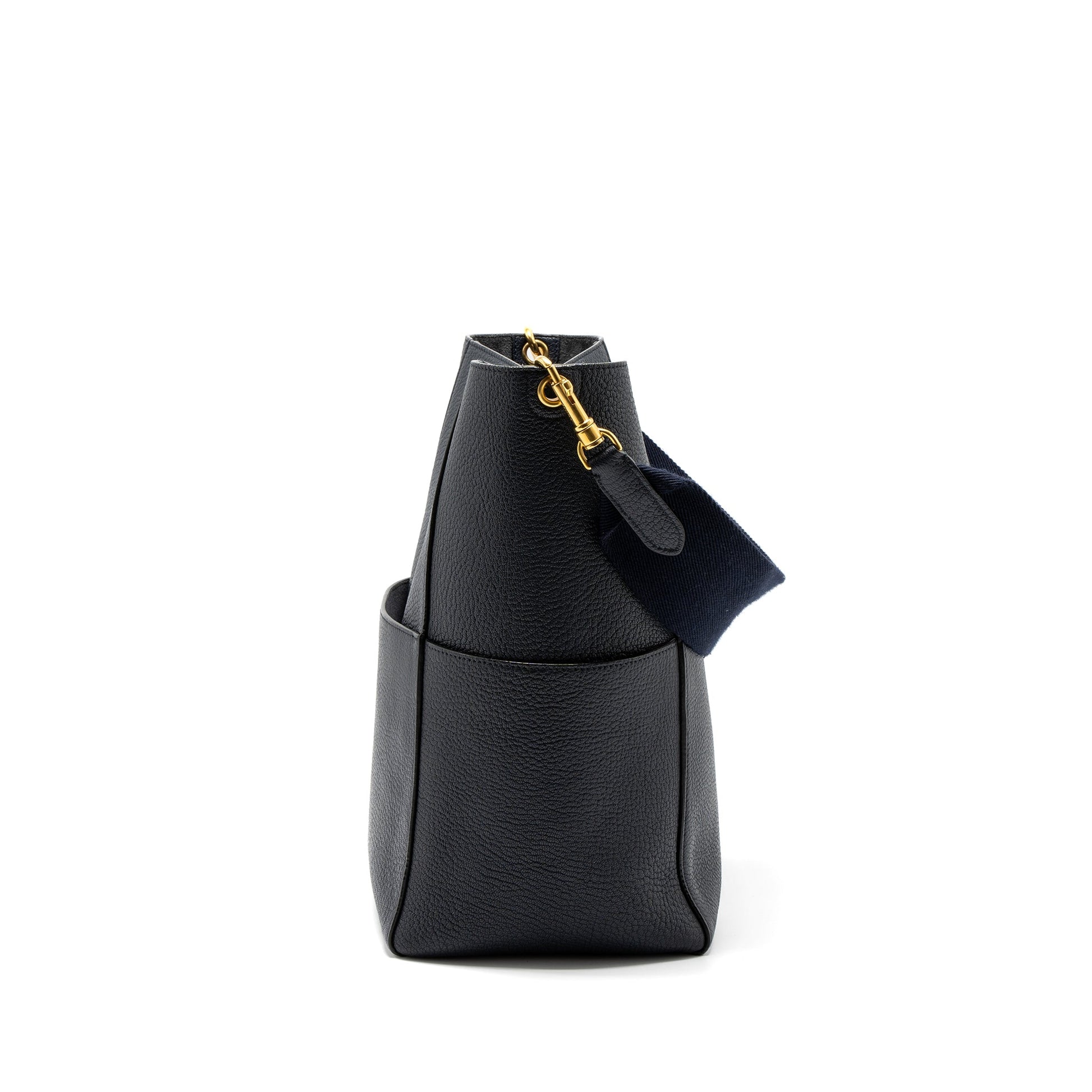 Celine Sangle Purse Calfskin Navy Handbag Bucket Bucket Bag