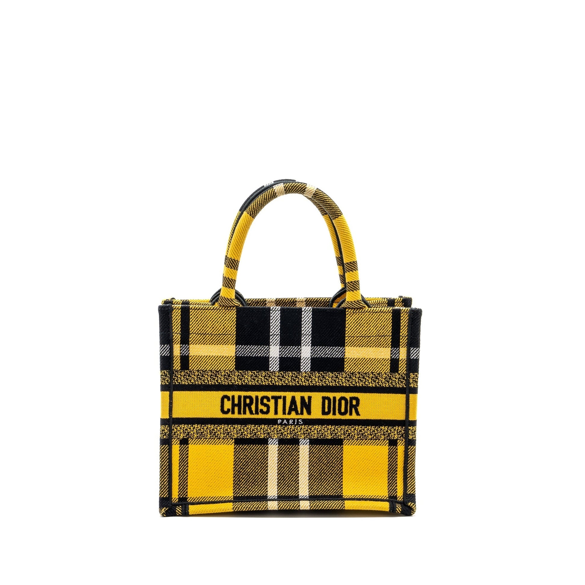 Dior Book Tote Yellow Handbag Canvas Black Tote Bag