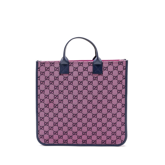 Gucci Kids Tote Bag Pink Dark Leather Canvas