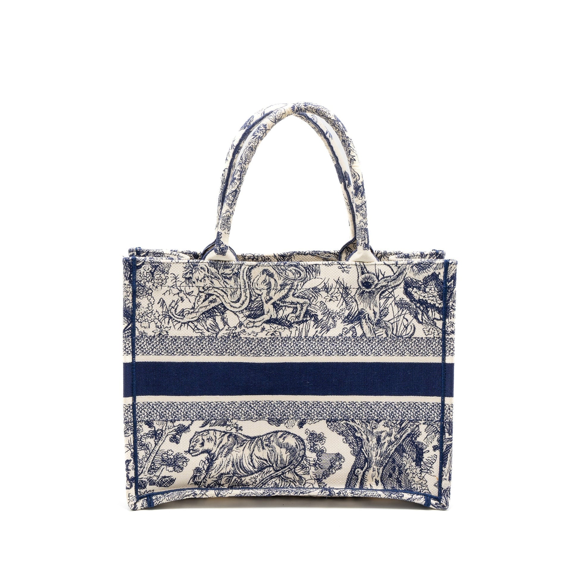Dior Book Tote Toile De Jouy Embroidery Handbag Blue Medium Tote Bag