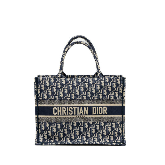 Dior Book Tote Oblique Embroidery Handbag Blue Medium Tote Bag 4