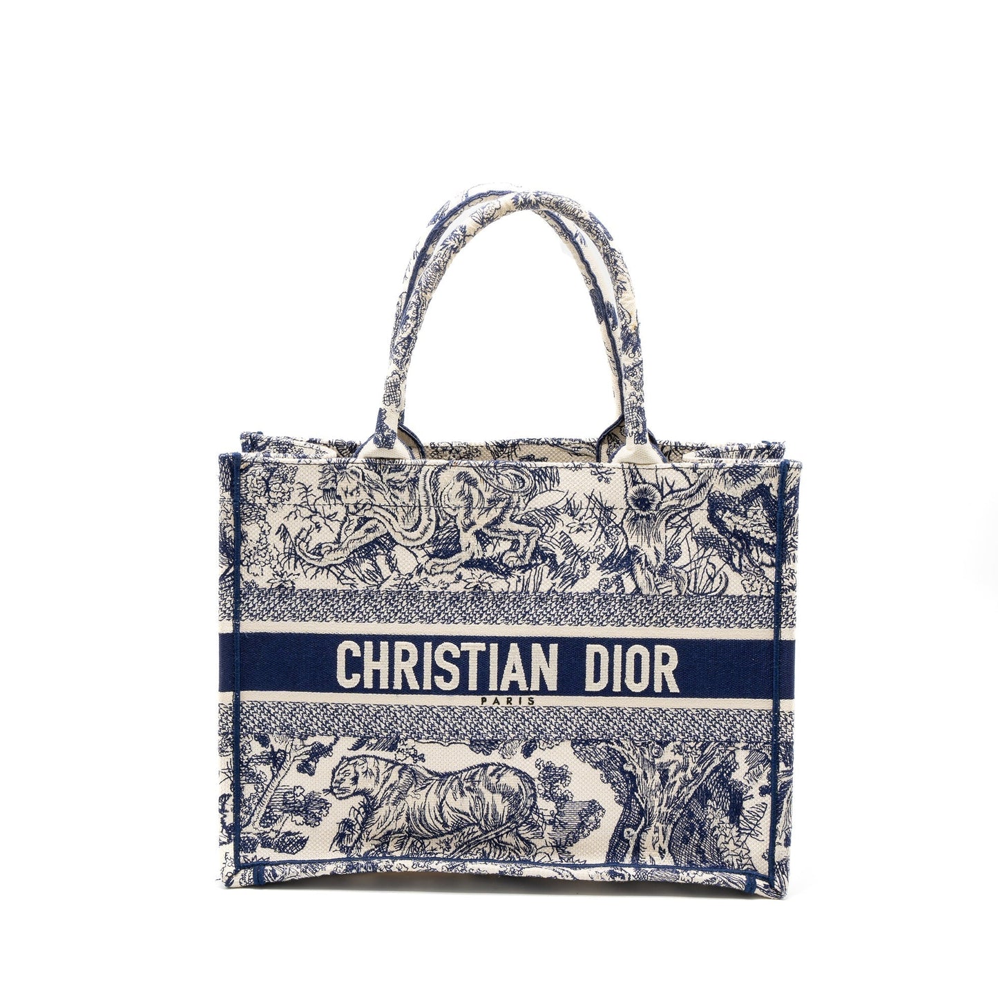 Dior Book Tote Toile De Jouy Embroidery Handbag Blue Medium Tote Bag