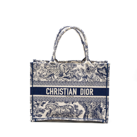 Dior Book Tote Toile De Jouy Embroidery Handbag Blue Medium Tote Bag