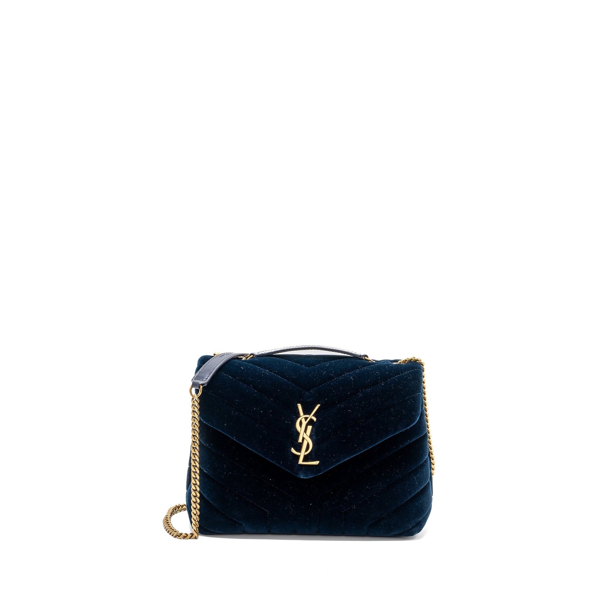 YSL Saint Laurent Lou Lou In Velvet Travel Bag Blue Medium