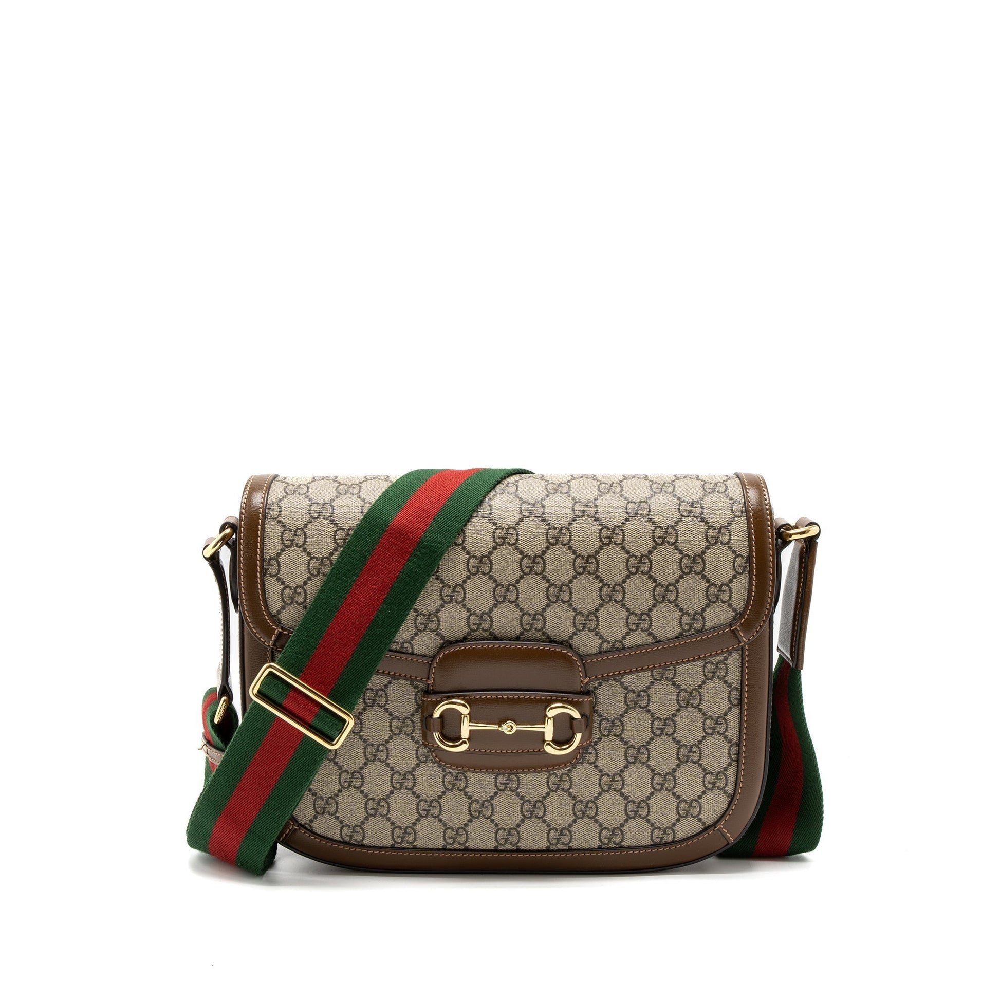 Gucci Horsebit Shoulder Bag Supreme Ebony Canvas Beige