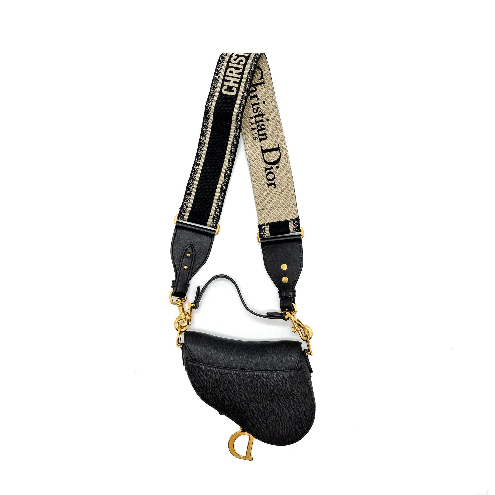 Dior Saddle Purse Calfskin With An Extra Strap Black Mini Travel Bag