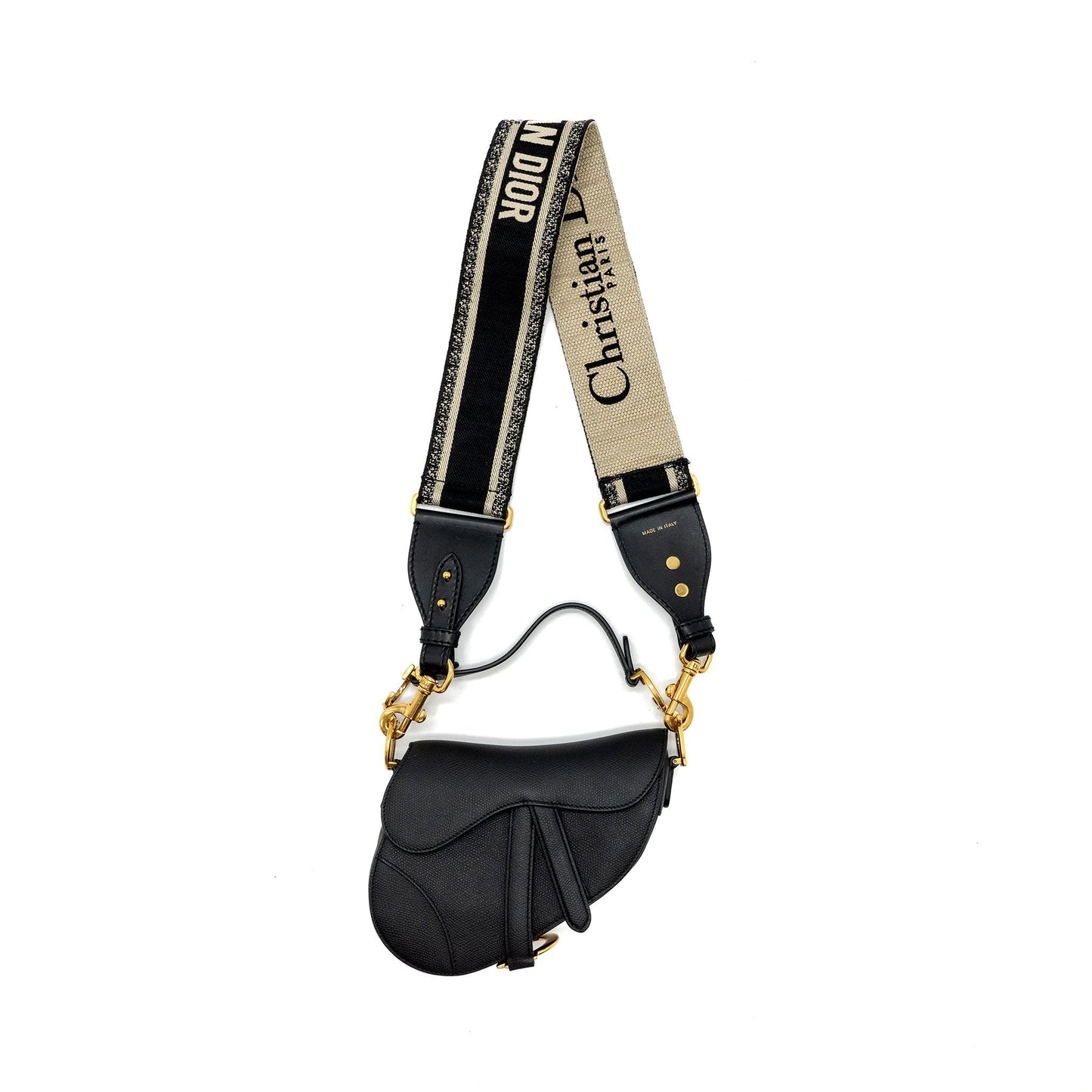 Dior Saddle Purse Calfskin With An Extra Strap Black Mini Travel Bag