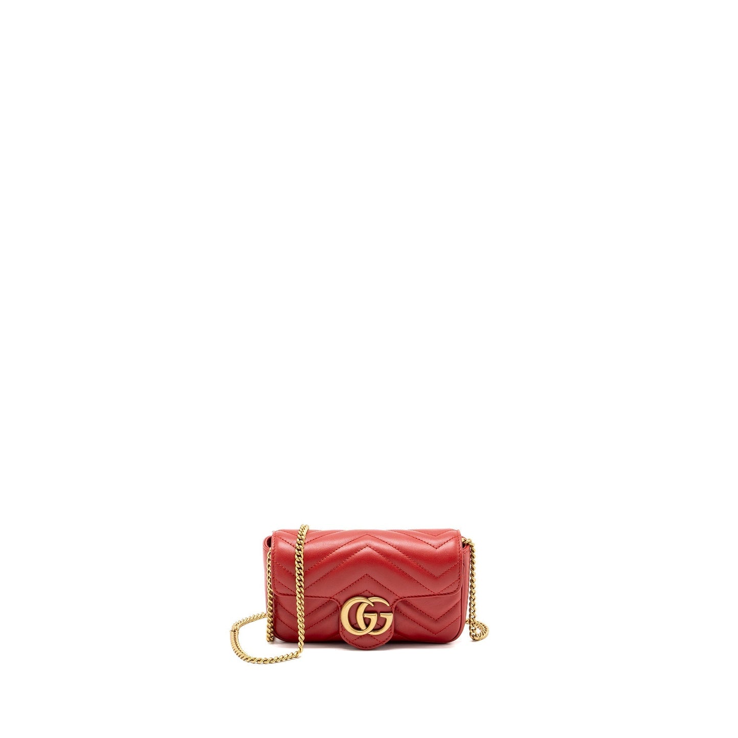 Gucci Super Marmont Calfskin Handbag Red Mini Travel Bag